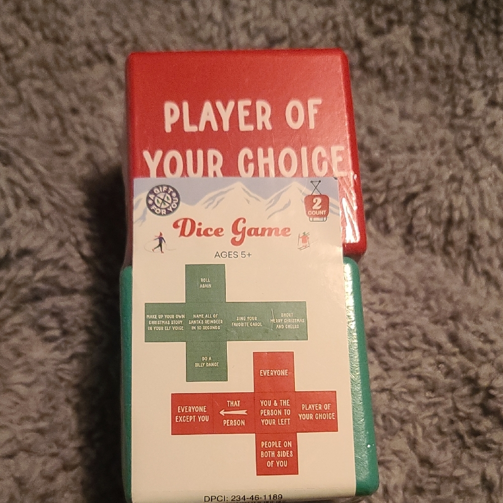 Gift Exchange Dice Game - Red and Green Dice With Game Commands NWT